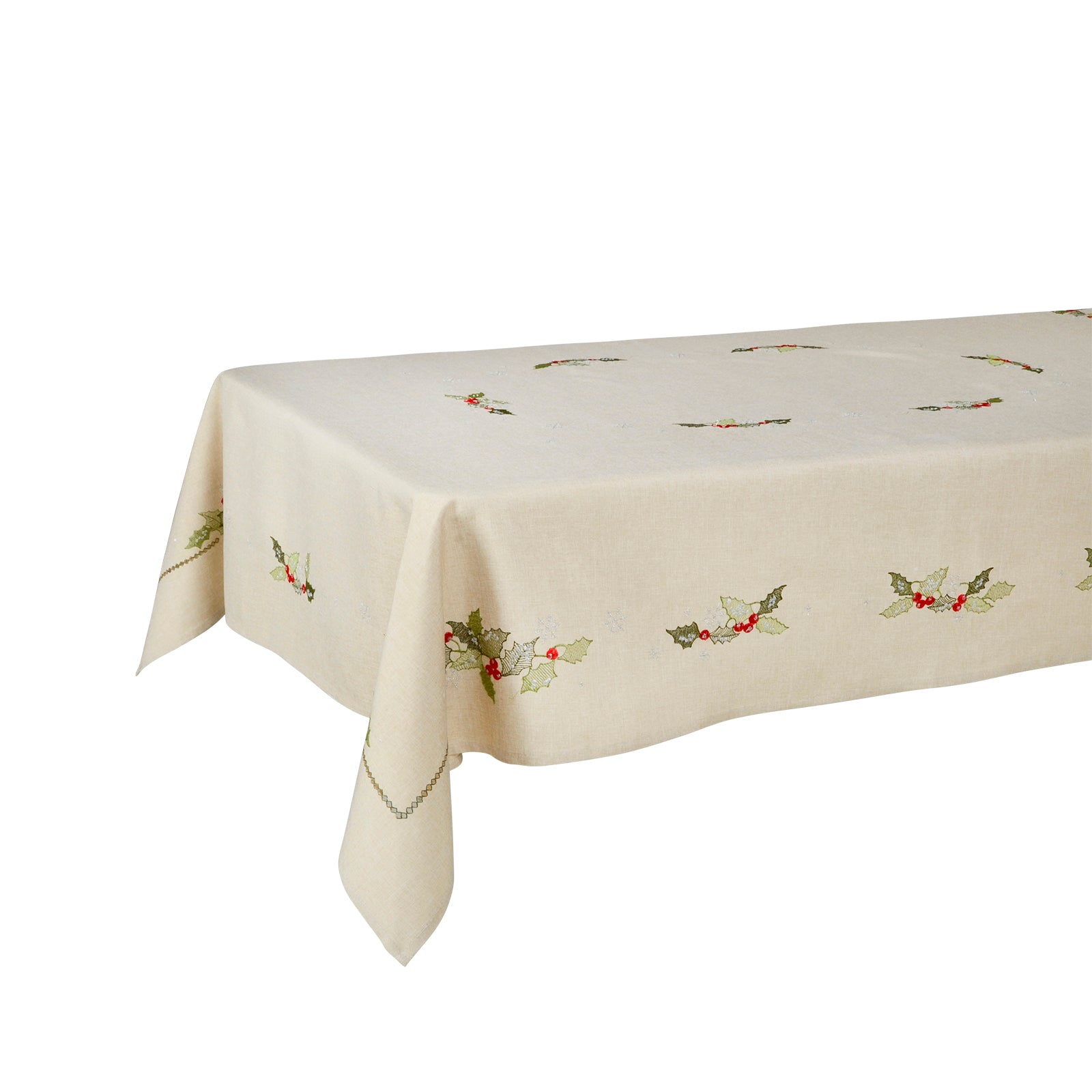 Mr Crimbo Holly & Berry Embroidered Tablecloth/Napkin - MrCrimbo.co.uk -XS5891 - Biscuit -christmas napkins